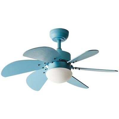 Beliani Ventilador de techo con luz con mando led azul Beliani Ventilador de techo con luz con mando led azul