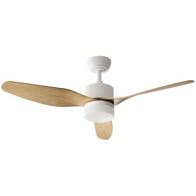 Beliani Ventilador de techo con luz con mando led marrón claro Beliani Ventilador de techo con luz con mando led marrón claro
