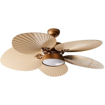 Beliani Ventilador de techo con luz con mando led dorado Beliani Ventilador de techo con luz con mando led dorado