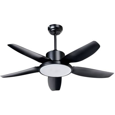 Beliani Ventilador de techo con luz con mando led negro Beliani Ventilador de techo con luz con mando led negro