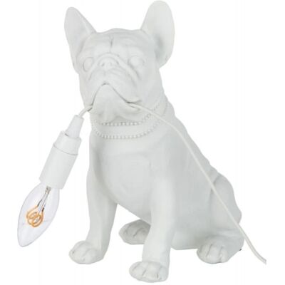 J-line Lámpara de bulldog sintético blanco de 26x14x28 cm J-line Lámpara de bulldog sintético blanco de 26x14x28 cm