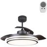 Wonderlamp Ventilador techo con luz led 35W dimmable negro y aspas plegables