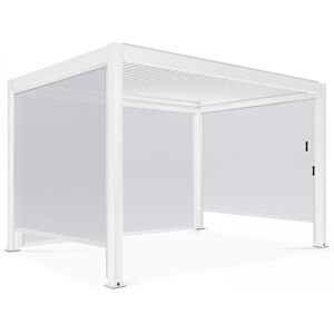 Oviala Pérgola bioclimática autoportante de 3 x 4 m con 3 toldos blancos