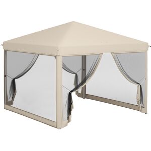 Outsunny Carpa plegable color beige 295 x 295 x 265 cm