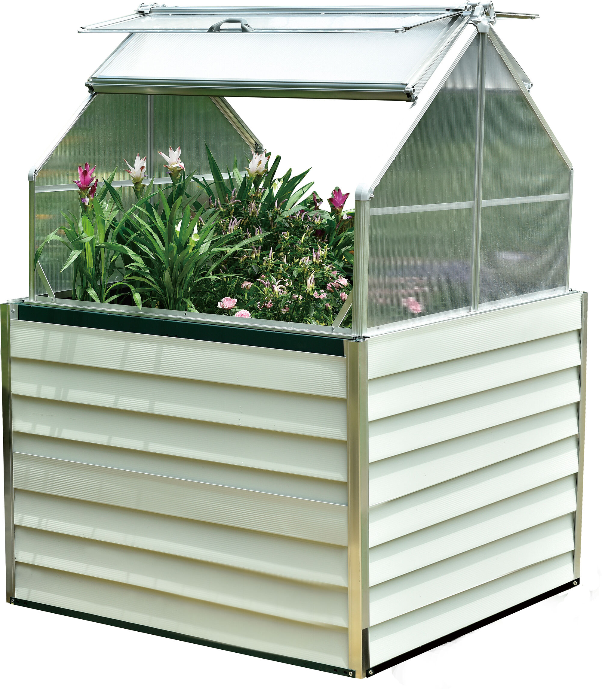 dcb garden Mini invernadero de jardín doble en acero galvanizado blanco