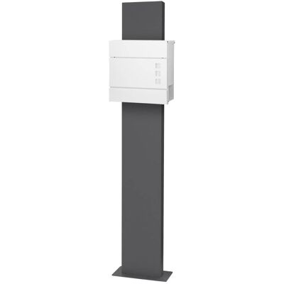 ECD Germany Buzón correos de pie 37x10,5x36,5cm blanco soporte pedestal antracita ECD Germany Buzón correos de pie 37x10,5x36,5cm blanco soporte pedestal antracita