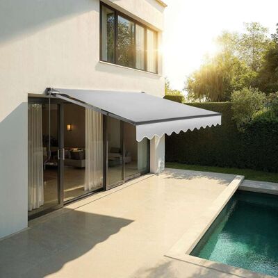Tectake Toldo con brazo articulado y soporte pared, 250 x 200 cm, gris claro Tectake Toldo con brazo articulado y soporte pared, 250 x 200 cm, gris claro