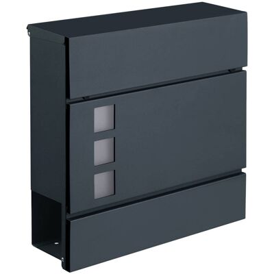 SONGMICS Buzón de pared con cerradura y porta-periódicos de color gris SONGMICS Buzón de pared con cerradura y porta-periódicos de color gris