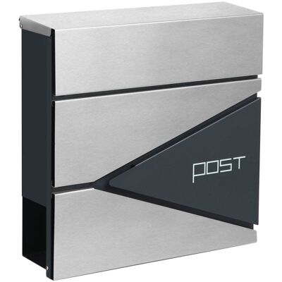 SONGMICS Buzón de correos con porta-períodicos de color gris y plata SONGMICS Buzón de correos con porta-períodicos de color gris y plata