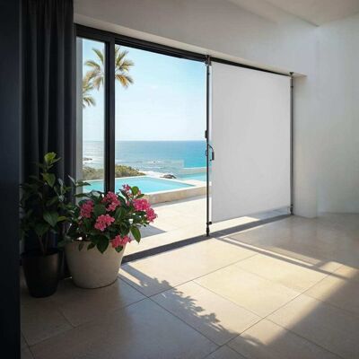 Tectake Toldo de pinza con manivela, altura ajustable, 100x310 cm, gris claro Tectake Toldo de pinza con manivela, altura ajustable, 100x310 cm, gris claro
