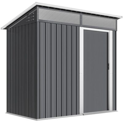 Cobertizo de jardín de acero galvanizado Outsunny - 195x122x182 cm - Gris oscuro Cobertizo de jardín de acero galvanizado Outsunny - 195x122x182 cm - Gris oscuro