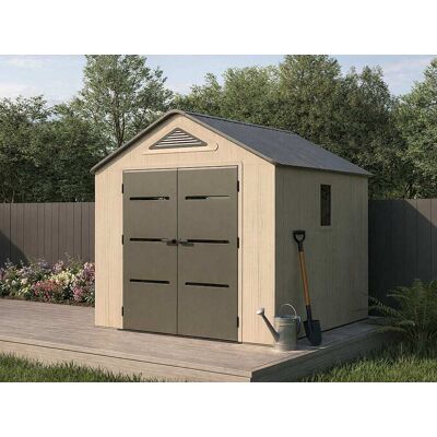 Unique Cobertizo de jardín resina gris, beige Unique Cobertizo de jardín resina gris, beige