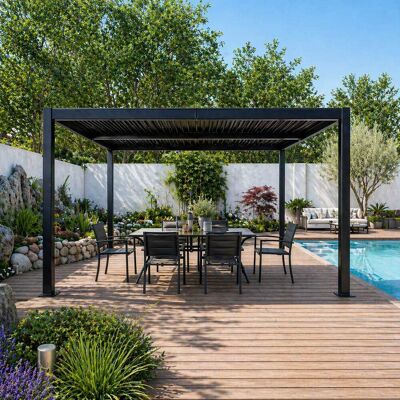 Concept Usine Estructura de pérgola bioclimática de aluminio con tablas ajustables 4 Concept Usine Estructura de pérgola bioclimática de aluminio con tablas ajustables 4
