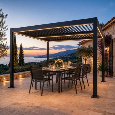 Concept Usine Estructura ajustable de pergola led bioclimática 3x3m de estructura de Concept Usine Estructura ajustable de pergola led bioclimática 3x3m de estructura de