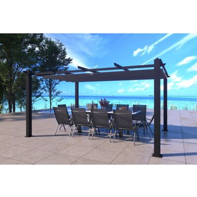 Concept Usine Pérgola autoportante de 3 x 4 m con tela retráctil Concept Usine Pérgola autoportante de 3 x 4 m con tela retráctil