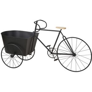 Maisons du Monde Jardinera de bicicleta de metal negro y madera de abeto