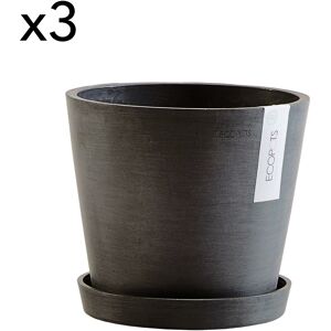 Ecopots Macetas con platillo negro D20 - juego de 3 