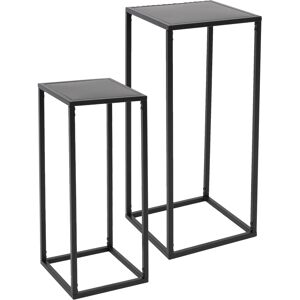 ML-Design Juego de 2 soportes para flores, negro, metal