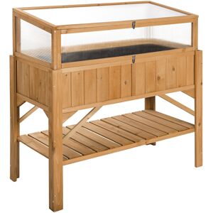 Tectake Jardinera con semillero y estante 119x53x124cm madera marrón