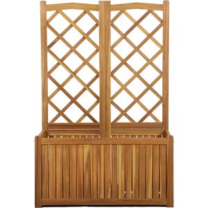 Beau Rivage Jardinera con enrejado madera de acacia, medidas 43,5x87x130 cm