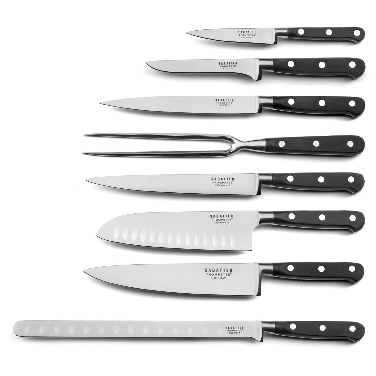 Sabatier Trompette Juego de 8 cuchillos de cocina  negro