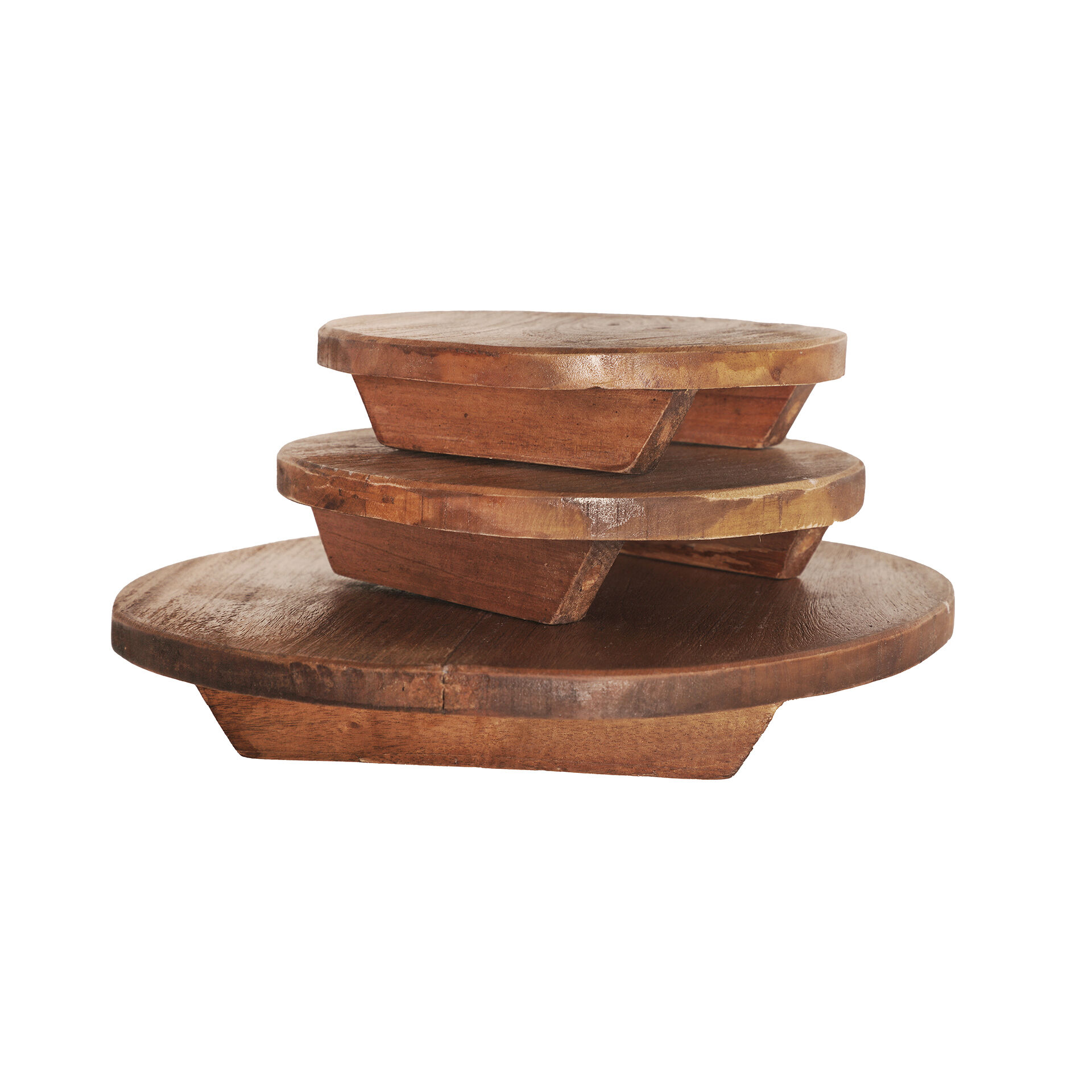 Lastdeco Tabla de madera de mahogany en color marrón de 29x29x4cm - pack de 3