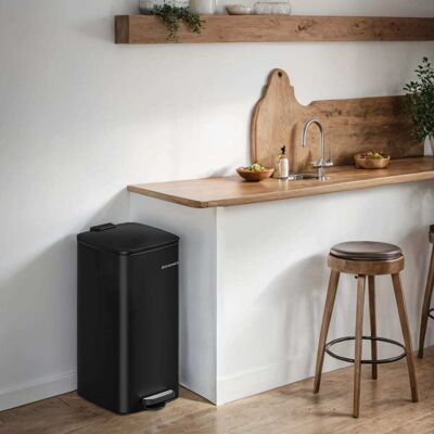Cubo de Basura SONGMICS - 30 L, Acero Inoxidable, Cierre Suave, Cubo Interior Cubo de Basura SONGMICS - 30 L, Acero Inoxidable, Cierre Suave, Cubo Interior