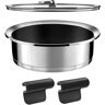 Cuisinox Batería de cocina 3 piezas : 1 sartén ø 24 cm, 2 asas extraíbles y 1