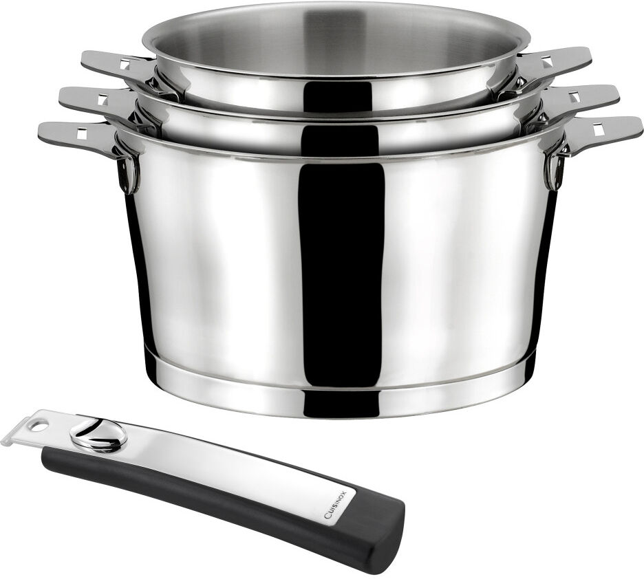 Cuisinox Set cacerolas ø 16, 18, 20 cm con mango extraíble  acero