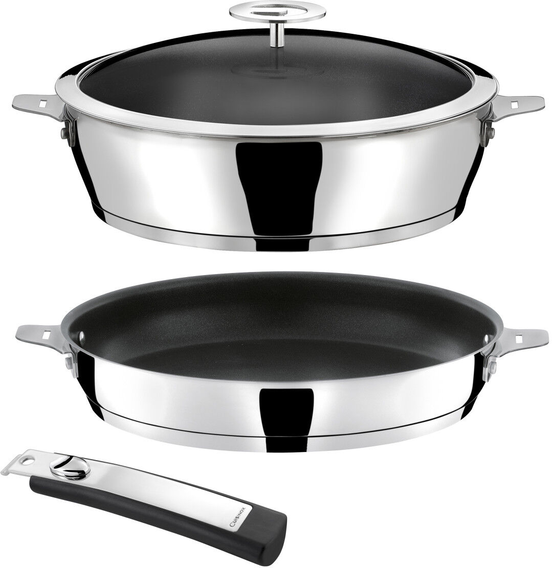 Cuisinox Batería de cocina 4 piezas : 2 sartenes ø 24, 28 cm antiadherente, 1