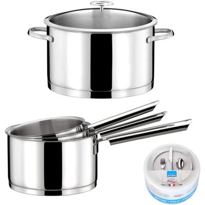 Cuisinox Lote de 6 piezas - 3 cacerolas de 16/18/20 cm, 1 cazuela de 24 cm con Cuisinox Lote de 6 piezas - 3 cacerolas de 16/18/20 cm, 1 cazuela de 24 cm con