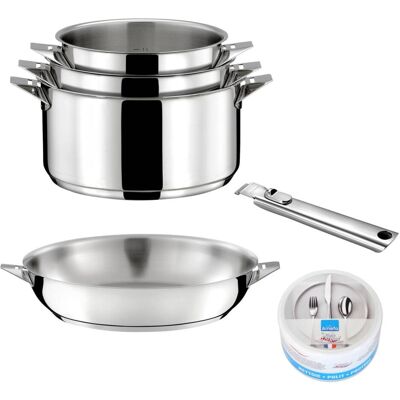 Cuisinox Lote de 6 piezas - 3 cacerolas de 16/18/20 cm, 1 sartén de acero inox Cuisinox Lote de 6 piezas - 3 cacerolas de 16/18/20 cm, 1 sartén de acero inox