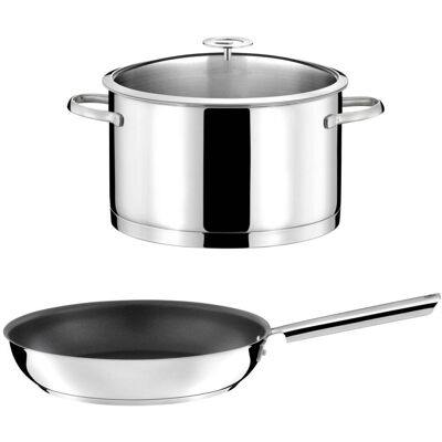 Cuisinox 1 olla de acero inoxidable de 24 cm con tapa y 1 sartén de 28 cm con Cuisinox 1 olla de acero inoxidable de 24 cm con tapa y 1 sartén de 28 cm con