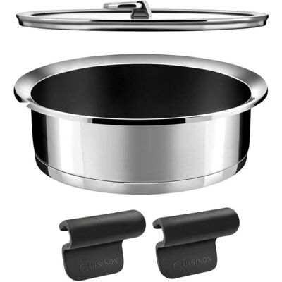 Cuisinox Lote de 1 sartén honda con revestimiento cerámico de 24 cm, 2 asas y Cuisinox Lote de 1 sartén honda con revestimiento cerámico de 24 cm, 2 asas y
