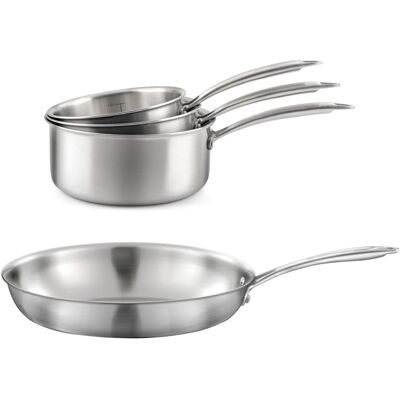 Cuisinox - Gourmet - Juego de Ollas de Acero Inoxidable - 16/18/20cm y Sartén de 32cm Cuisinox - Gourmet - Juego de Ollas de Acero Inoxidable - 16/18/20cm y Sartén de 32cm