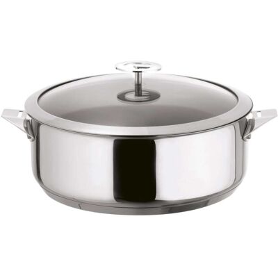 Cuisinox Sartén honda de 24 cm en acero inoxidable con tapa 18-oct acero Cuisinox Sartén honda de 24 cm en acero inoxidable con tapa 18-oct acero