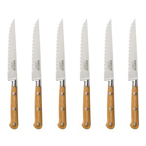 Sabatier Trompette Juego de 6 cuchillos carne  madera claro