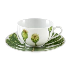 Medard de Noblat Taza té con platito (x6) porcelena blanco/verde