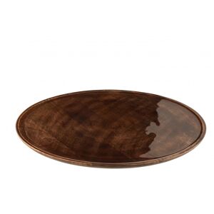 LANADECO Bandeja redonda giratoria madera de mango marrón 56x56 cm