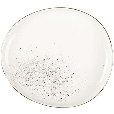 Aulica Plato de postre ovalado blanco con detalles en dorado - lote de 6 Aulica Plato de postre ovalado blanco con detalles en dorado - lote de 6