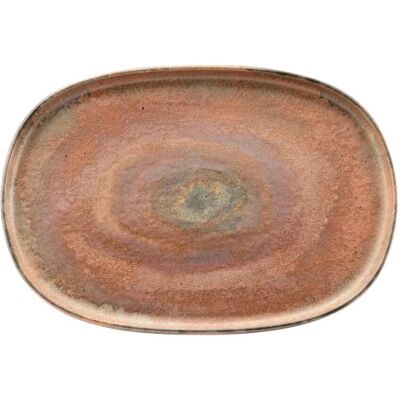 Medard de Noblat Plato oval para steak o hamburguesa (lote de 4) gres rojo y naranja Medard de Noblat Plato oval para steak o hamburguesa (lote de 4) gres rojo y naranja