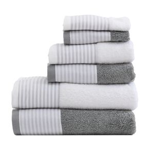 Casa da Laura Juego de 6 toallas 500 gr/m2 gris con rayas 100% algodón