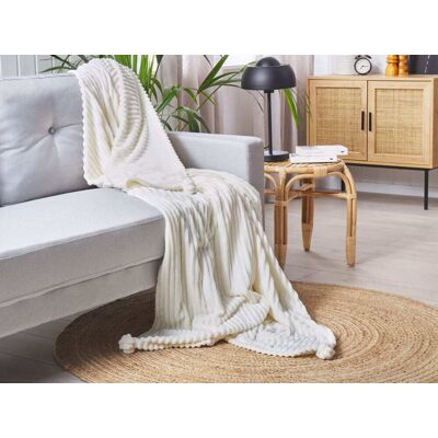 Manta KAWERI Crema Estructura acanalada 150x200cm Beliani Manta KAWERI Crema Estructura acanalada 150x200cm Beliani