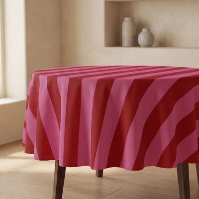 Muare Home Mantel redondo antimanchas 100% algodón rosa y rojo Ø 190 cm Muare Home Mantel redondo antimanchas 100% algodón rosa y rojo Ø 190 cm