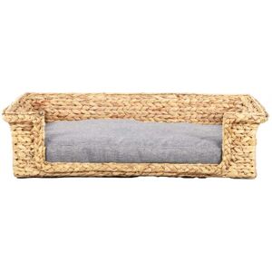 Beau Rivage Cama rectangular para perros y gatos de junco de agua cojin gris