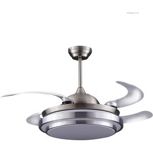 Wonderlamp Ventilador de techo plateado con luz y aspas plegables