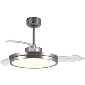 Wonderlamp Ventilador de techo LED níquel con aspas plegables y mando