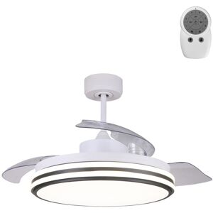 Wonderlamp Ventilador techo con luz led 35W dimmable blanco y aspas plegables