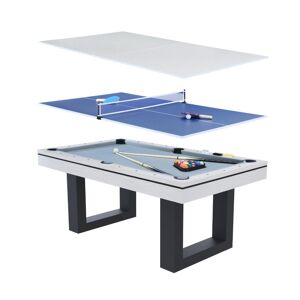 Concept Usine Mesa de juegos multijugador 3 en 1 billar y ping-pong en madera blanca