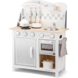 New Classic Toys Cocina de madera blanca y gris